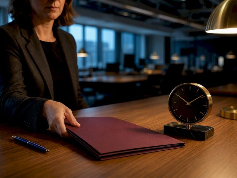 Embargoed press release beside newsroom clock