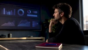 Founder reviewing startup PR performance dashboard