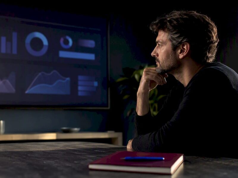 Founder reviewing startup PR performance dashboard